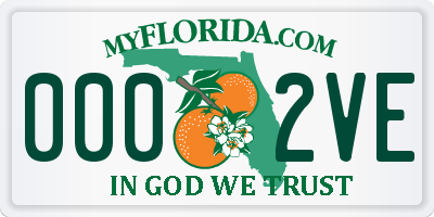FL license plate 0002VE