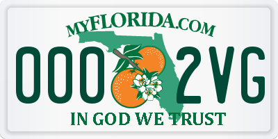 FL license plate 0002VG