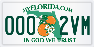 FL license plate 0002VM