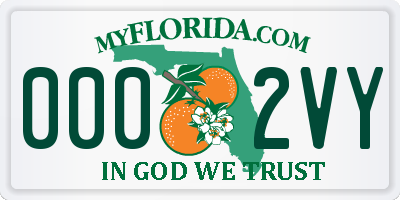 FL license plate 0002VY