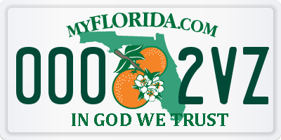 FL license plate 0002VZ