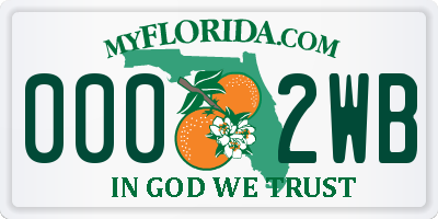 FL license plate 0002WB