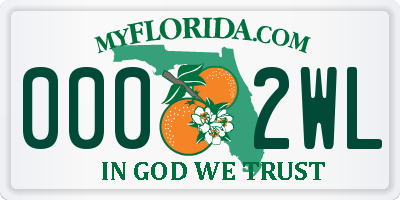 FL license plate 0002WL