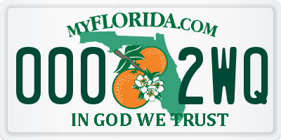 FL license plate 0002WQ