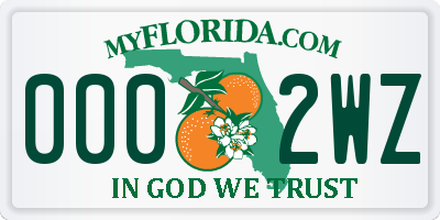 FL license plate 0002WZ