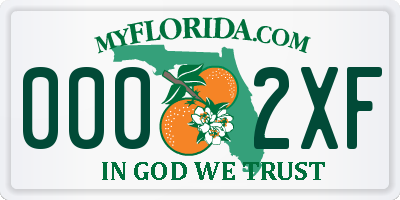 FL license plate 0002XF