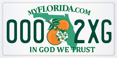 FL license plate 0002XG