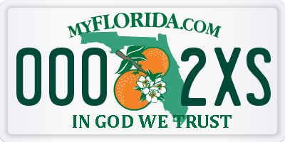 FL license plate 0002XS