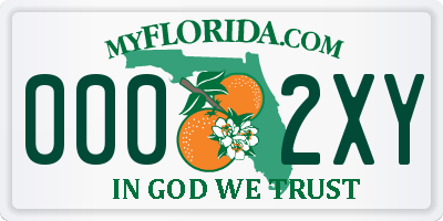 FL license plate 0002XY