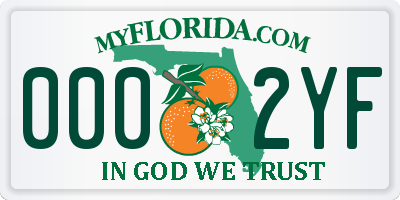 FL license plate 0002YF