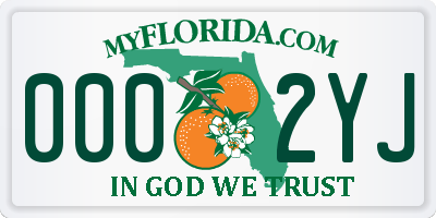 FL license plate 0002YJ