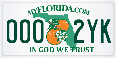 FL license plate 0002YK