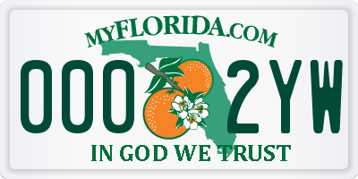 FL license plate 0002YW