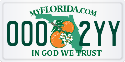 FL license plate 0002YY