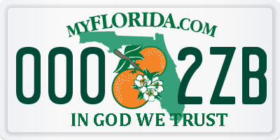 FL license plate 0002ZB