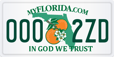 FL license plate 0002ZD