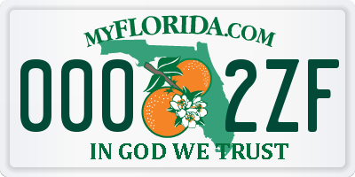 FL license plate 0002ZF