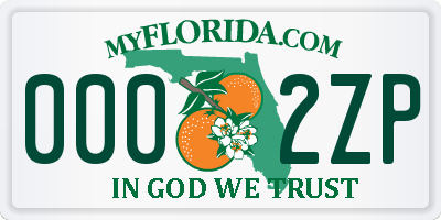 FL license plate 0002ZP
