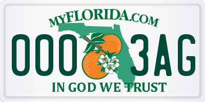 FL license plate 0003AG