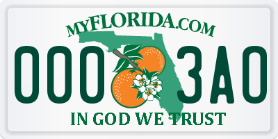 FL license plate 0003AO