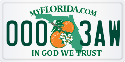 FL license plate 0003AW