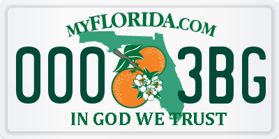 FL license plate 0003BG