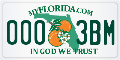 FL license plate 0003BM