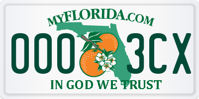 FL license plate 0003CX