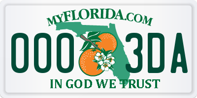 FL license plate 0003DA