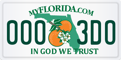 FL license plate 0003DO