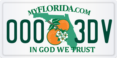 FL license plate 0003DV