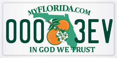 FL license plate 0003EV
