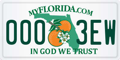 FL license plate 0003EW