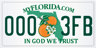 FL license plate 0003FB