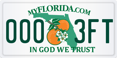 FL license plate 0003FT