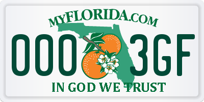 FL license plate 0003GF