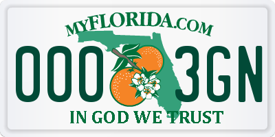 FL license plate 0003GN
