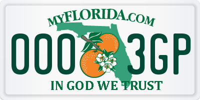 FL license plate 0003GP