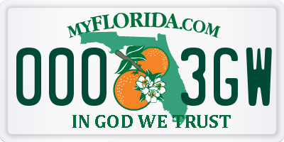 FL license plate 0003GW