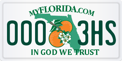 FL license plate 0003HS