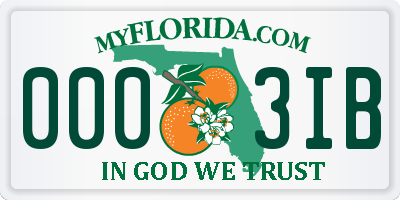 FL license plate 0003IB
