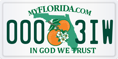 FL license plate 0003IW