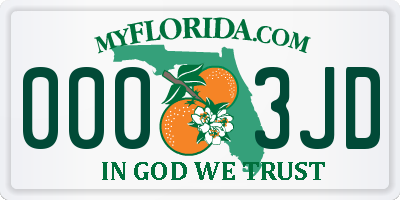 FL license plate 0003JD