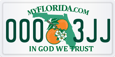 FL license plate 0003JJ