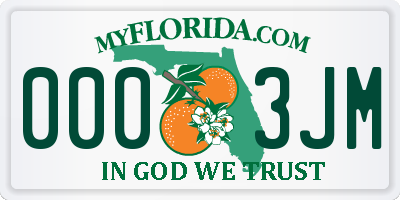 FL license plate 0003JM