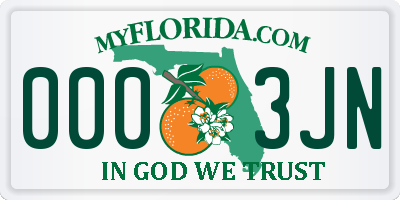 FL license plate 0003JN