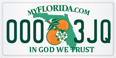 FL license plate 0003JQ