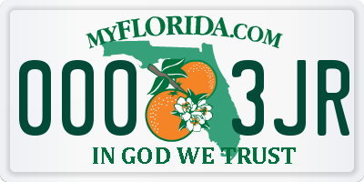 FL license plate 0003JR