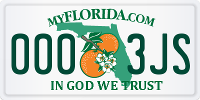 FL license plate 0003JS