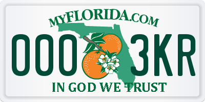 FL license plate 0003KR